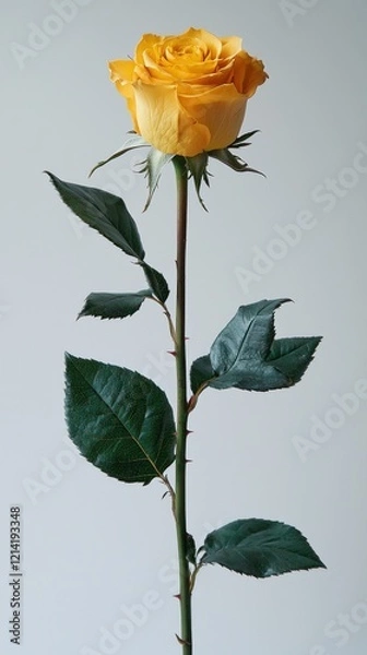 Fototapeta Single Yellow Rose: A Study in Serenity and Elegance