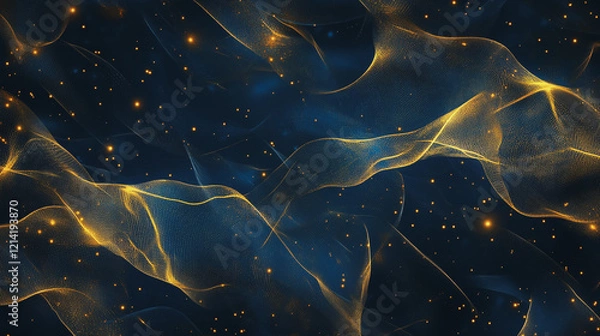 Fototapeta Abstract digital background electromagnetic wave background Innovation digital wave, information technology background and green luxury background with golden line decoration and curve light effect