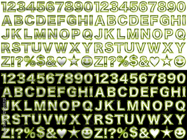 Obraz 文字フチ4黄緑、6白