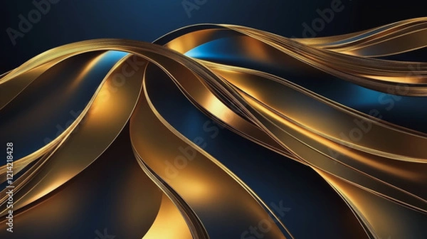 Obraz Abstract digital background electromagnetic wave background Innovation digital wave, information technology background and green luxury background with golden line decoration and curve light effect