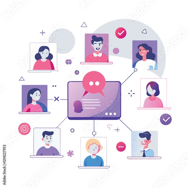 Obraz  communication problem overload too many messages flat illustration  