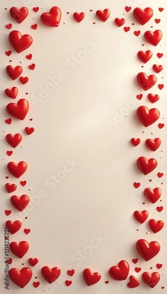 Fototapeta Generative AI. Valentine background with heart on the side corner . vertical