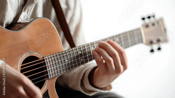 Fototapeta Child learning guitar techniques in masterclass setting for musical growth