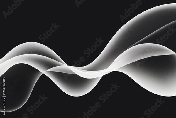 Fototapeta Dreamy flowing mist pattern blending white and dark tones, evoking a serene, atmospheric effect with soft gradients and smooth motion