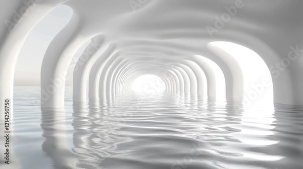 Fototapeta Abstract White Tunnel Reflecting in Calm Water