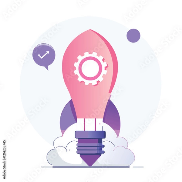 Obraz A Light bulb Rocket Symbolising Success