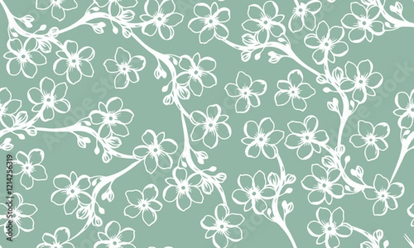 Obraz Floral Vector Pattern Background. Simple Flowers Seamless Pattern. Botanical Pattern Background for Fabric, Textile, Surface Design.