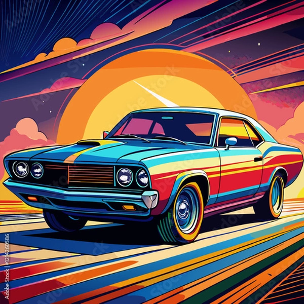 Obraz Vintage Muscle Car Vector Art