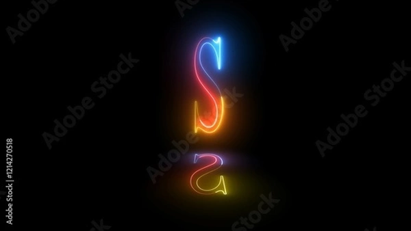 Fototapeta Glowing neon alphabet ''S'' with shadow. Educational concept with neon letter S. Shine text S the best digital illustration.