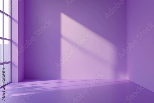 Fototapeta Horizontal space with bright mockup empty wall. Very peri lavender paint color