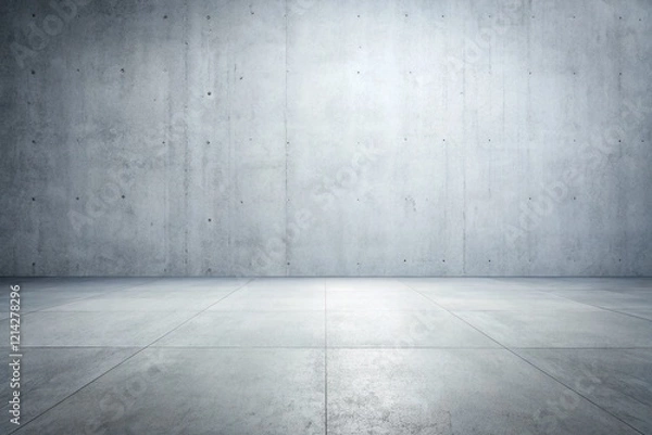 Fototapeta Empty Gray Concrete Floor, White Background - Minimalist Food Photography Texture