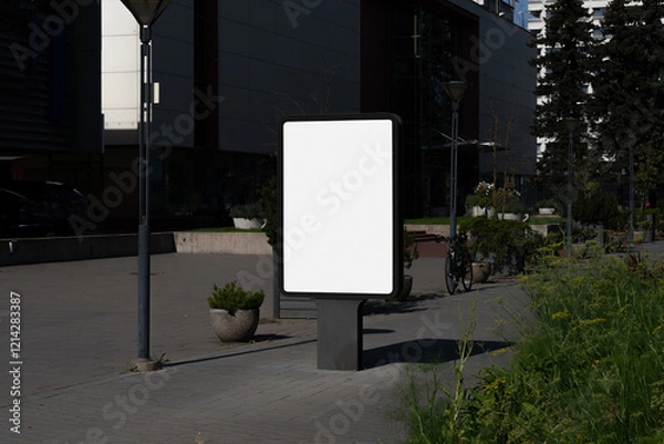 Fototapeta Generated imageAn outdoor billboard mockup in a city environment. Isolated blank surface to place your design.