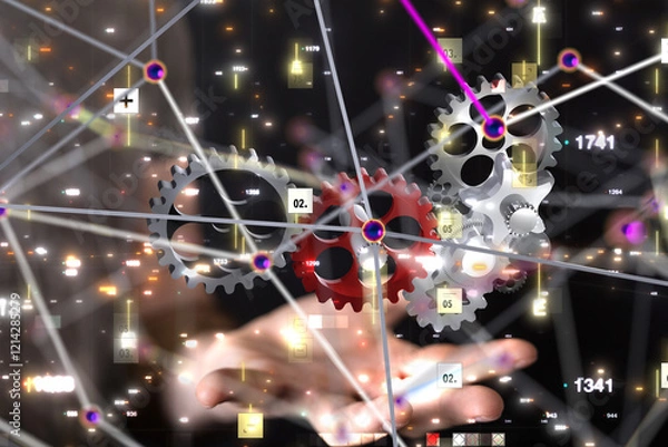 Fototapeta gear Technology background. Big data concept - 3d
