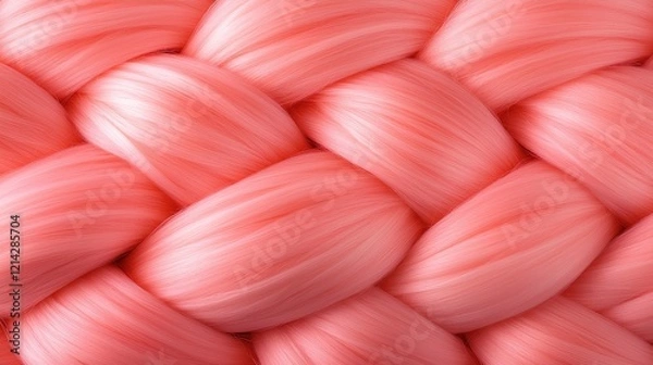 Obraz Close up Texture of a Soft Pink Braided Hair Detailed Woven Pattern Coral Hair Braid Background