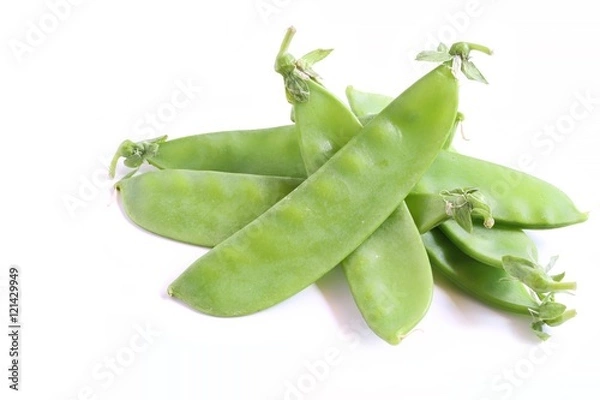 Fototapeta Snow Peas on White Background