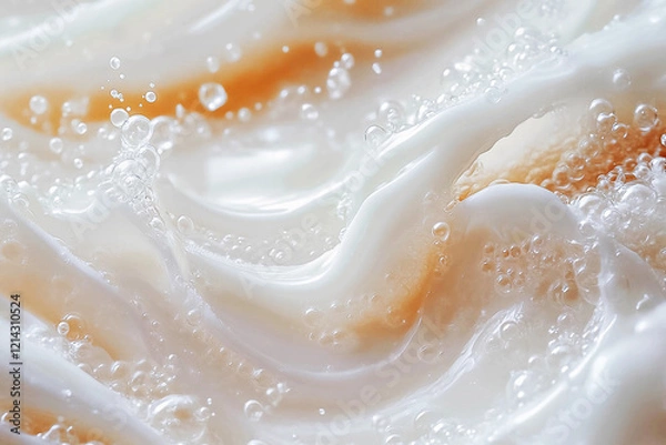 Fototapeta Texture of a velvety milky shampoo or conditioner