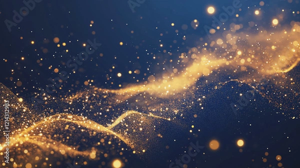 Obraz Abstract digital background electromagnetic wave background Innovation digital wave, information technology background and green luxury background with golden line decoration and curve light effect