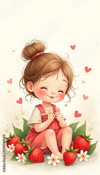 Fototapeta A girl like strawberry