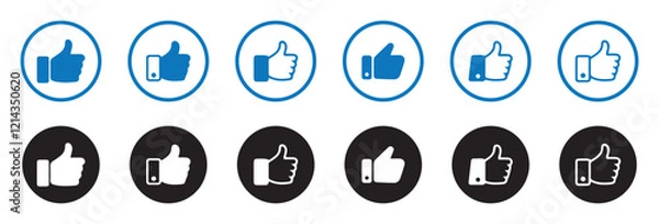 Fototapeta Social media vector icon. Like, unlike, comment, share, message, thumb. Like the button vector icon in black. Vector illustration EPS 10