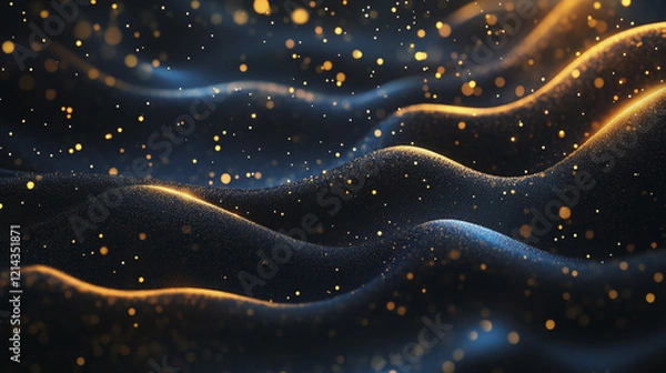 Fototapeta Abstract digital background electromagnetic wave background Innovation digital wave, information technology background and green luxury background with golden line decoration and curve light effect