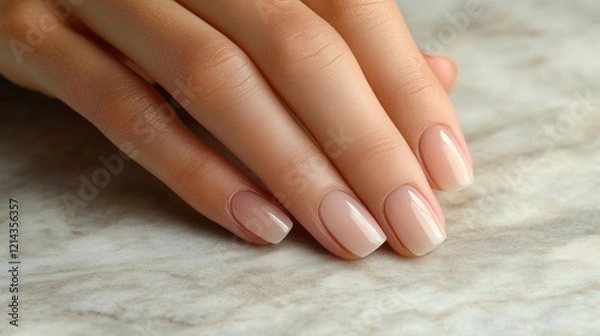Fototapeta Elegant Manicure with Natural Shades on a Marble Background