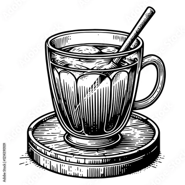 Obraz Glass Mug with Drink on Coaster vector