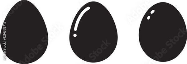 Obraz Easter egg black soild silhouette vector on transparent png background