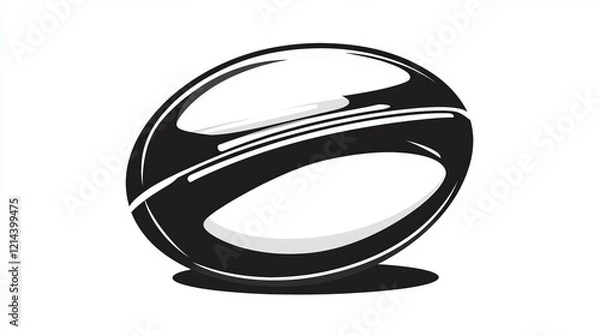 Obraz A simple vector illustration of a rugby ball in black and white, offering a minimalist representation of the sport