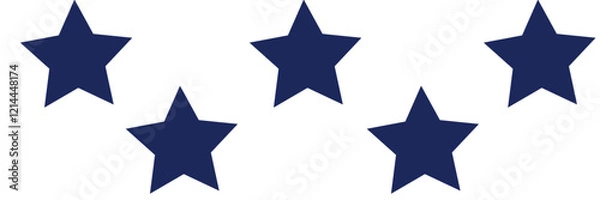 Fototapeta five star customer product review icon. blue 5 star rating feedback for website, app, ui design.