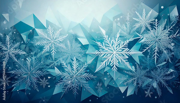Obraz Festive Christmas backdrop adorned with delicate snowflakes, creating a magical winter holiday scene.