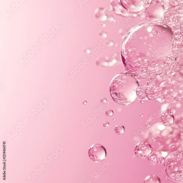 Fototapeta Bubbles Rising in Soft Pink Background with Light Reflections