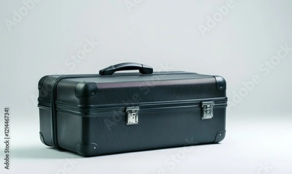 Obraz Forced perspective black suitcase isolated on white background