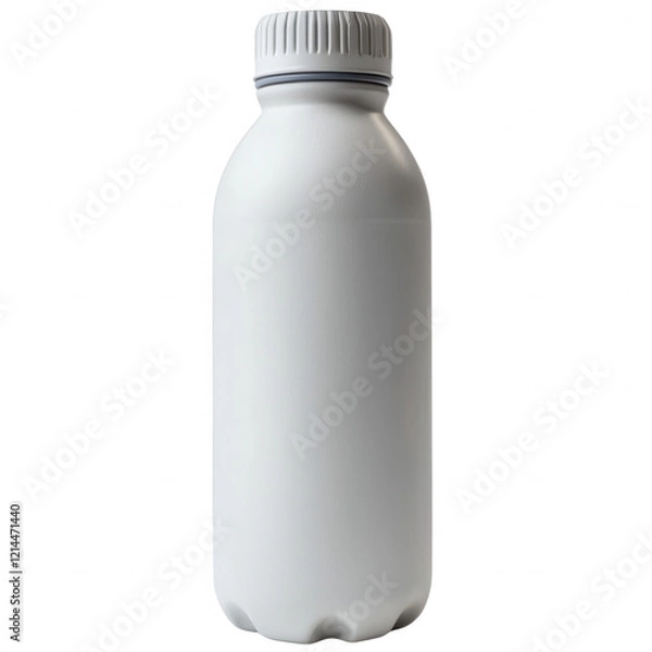 Fototapeta Cylindrical Plastic Bottle with Ribbed Base and Gray Screw-Top Cap