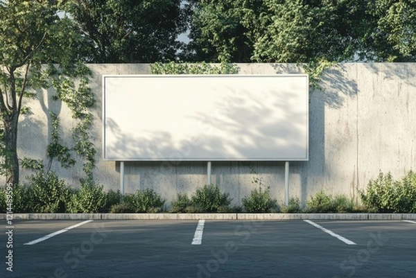 Fototapeta High Resolution of Blank White Billboard in the Parking Lot