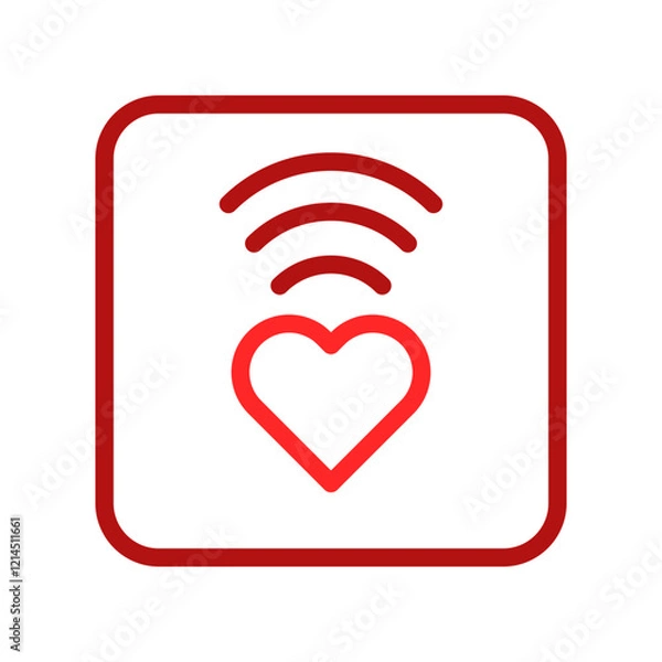 Fototapeta Heart symbol with signal waves icon