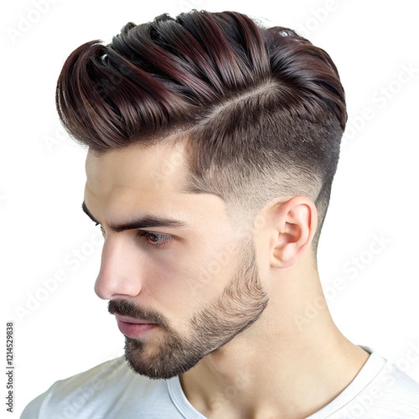 Fototapeta Stylish Men's Hairstyle with Side Part and Undercut