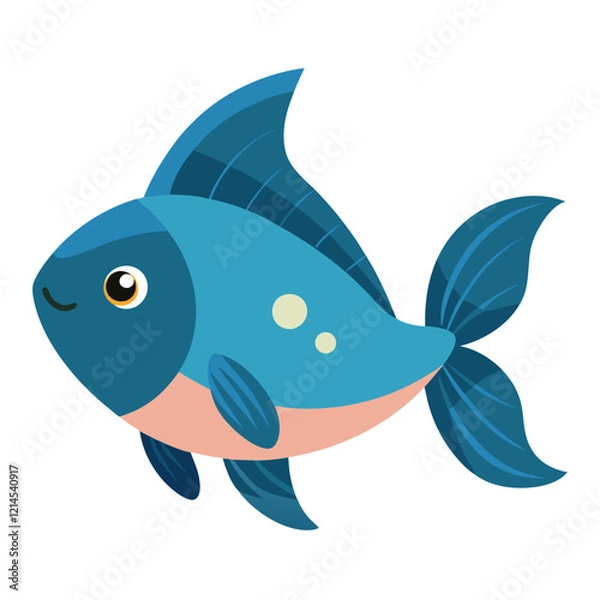 Obraz Cartoon Blue Fish Illustration