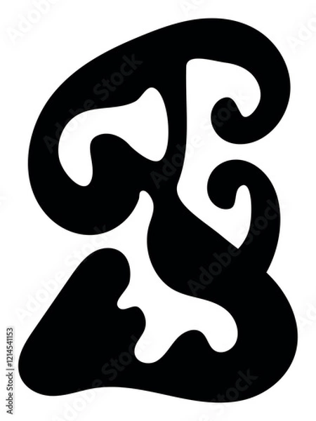 Fototapeta Black blob vertical illustration background. Trendy minimal vector design for presentations, banners, posters, print, wall art, and flyers. 