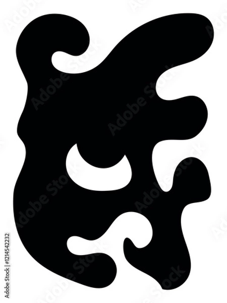 Fototapeta Black blob vertical illustration background. Trendy minimal vector design for presentations, banners, posters, print, wall art, and flyers. 