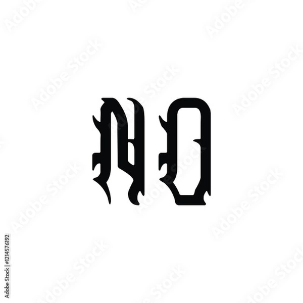 Fototapeta NO monogram logo design letter text name symbol monochrome logotype alphabet character simple logo