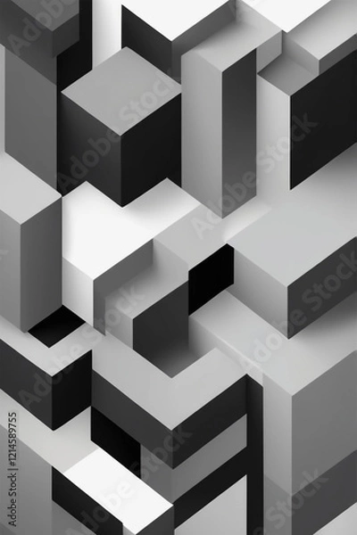 Fototapeta grey tile floor isolated Stock Photos Pictures & Royalty Abstract Geometric Pattern Lines Tessellation and Modern Art Aesthetic on White Background with Perspective View Stock Photos & Royalty Images