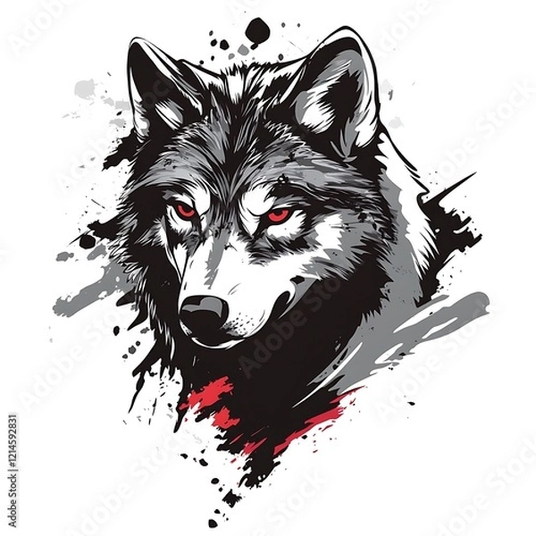 Obraz Abstract wolf portrait, graphic art design, possible use for apparel or branding