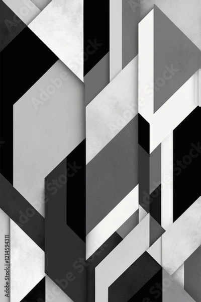 Fototapeta grey tile floor isolated Stock Photos Pictures & Royalty Abstract Geometric Pattern Lines Tessellation and Modern Art Aesthetic on White Background with Perspective View Stock Photos & Royalty Images