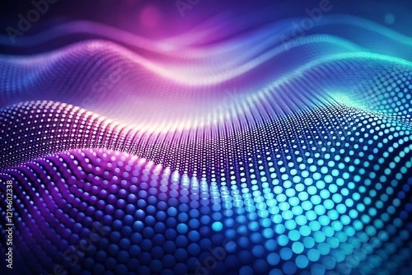 Fototapeta Abstract Blue Purple Gradient Wavy Dotted Background - Digital Design Wallpaper