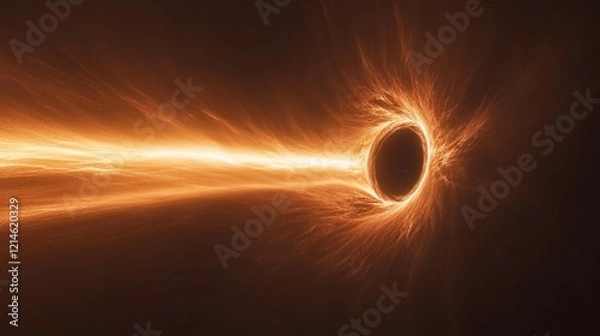 Fototapeta Abstract glowing cosmic portal with a trail of light in deep space illustration