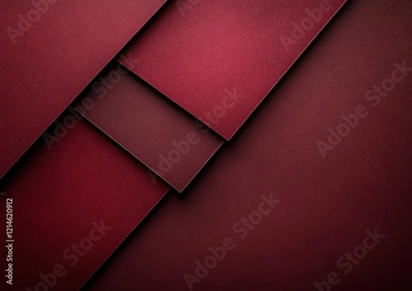 Fototapeta 3 pieces of A4 dark maroon paper with a subtle grain texture, perfect for making cards or letter writing, blank background, flat lay, top view