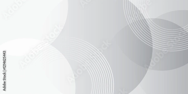 Fototapeta White geometric abstract background overlap layer on bright space with lines effect decoration art