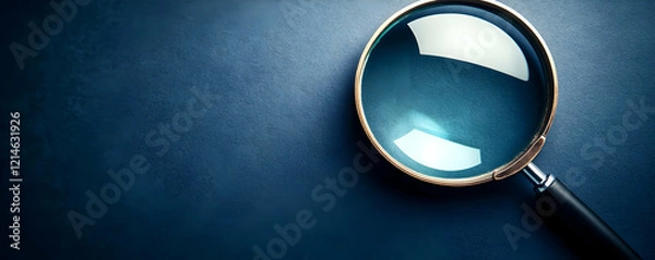 Obraz A close-up view of a magnifying glass on a dark background, symbolizing investigation.