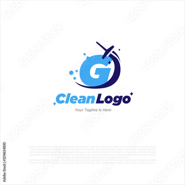 Fototapeta Letter G with windows cleaning logo and swoosh