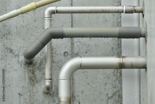 Obraz Pipes on a concrete wall
